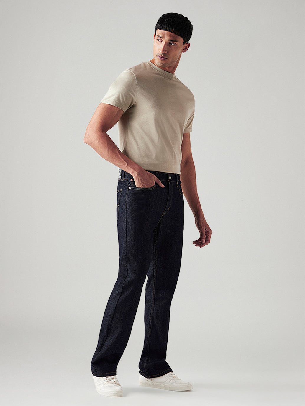 Men's 527 Navy Bootcut Fit Mid Rise Jeans - Side View