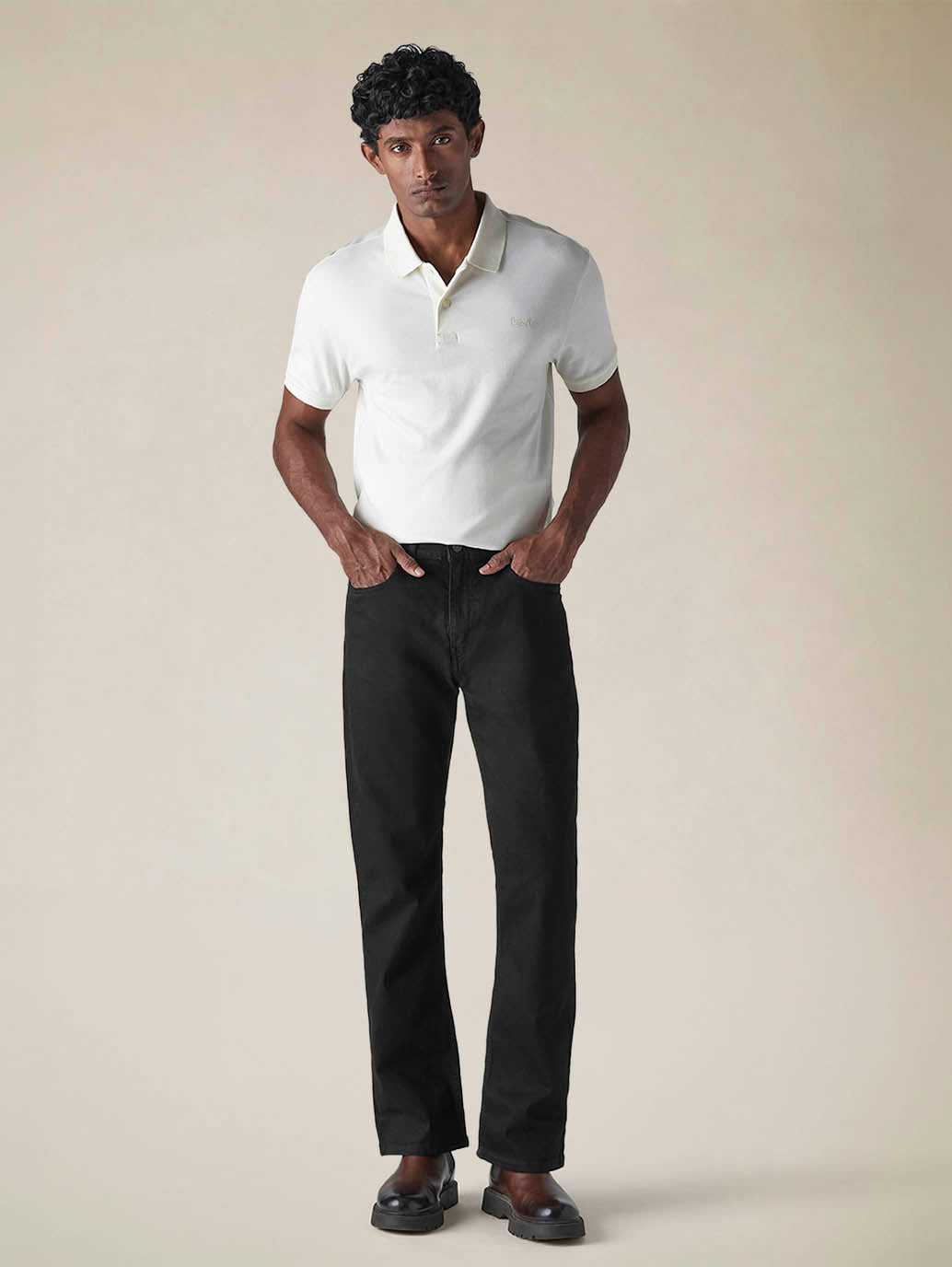 Mens 527 Mid Rise Bootcut Fit Cotton Stretch Blend Jeans - Front View