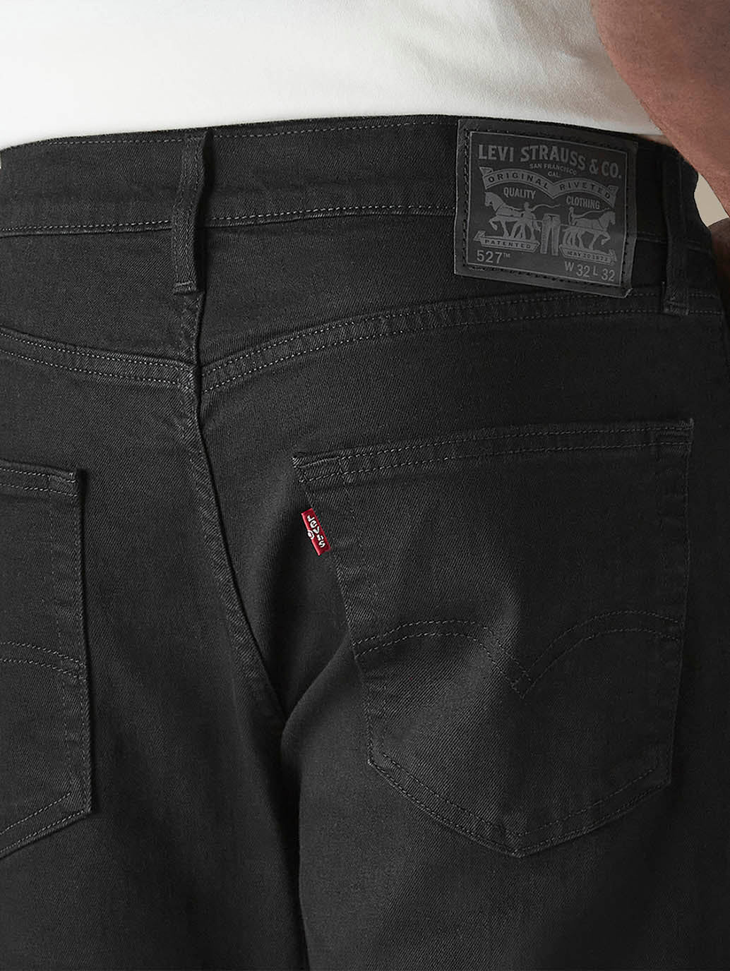 Mens 527 Mid Rise Bootcut Fit Cotton Stretch Blend Jeans - Detail View