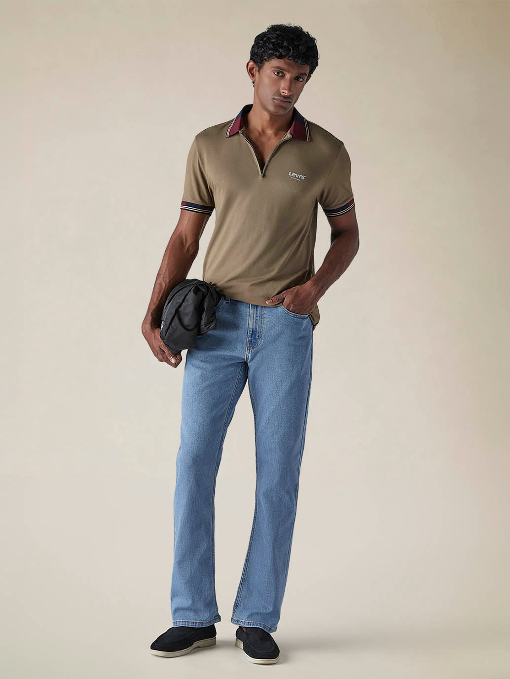 Mens 527 Mid Rise Bootcut Fit Cotton Stretch Blend Jeans - Styleshot View