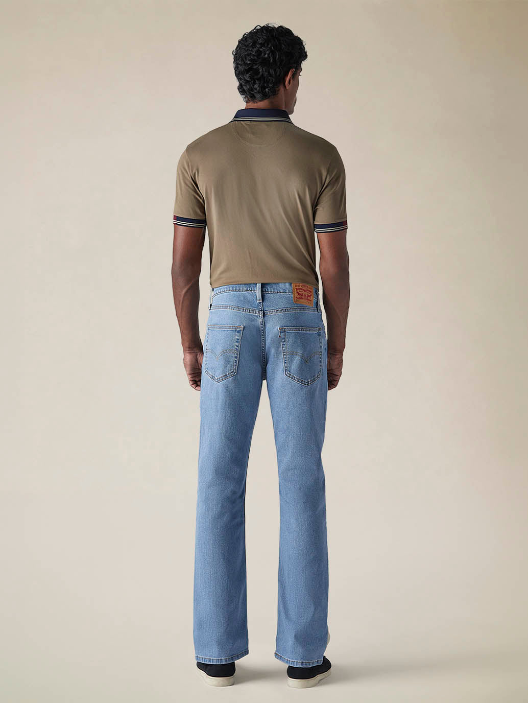 Mens 527 Mid Rise Bootcut Fit Cotton Stretch Blend Jeans - Back View