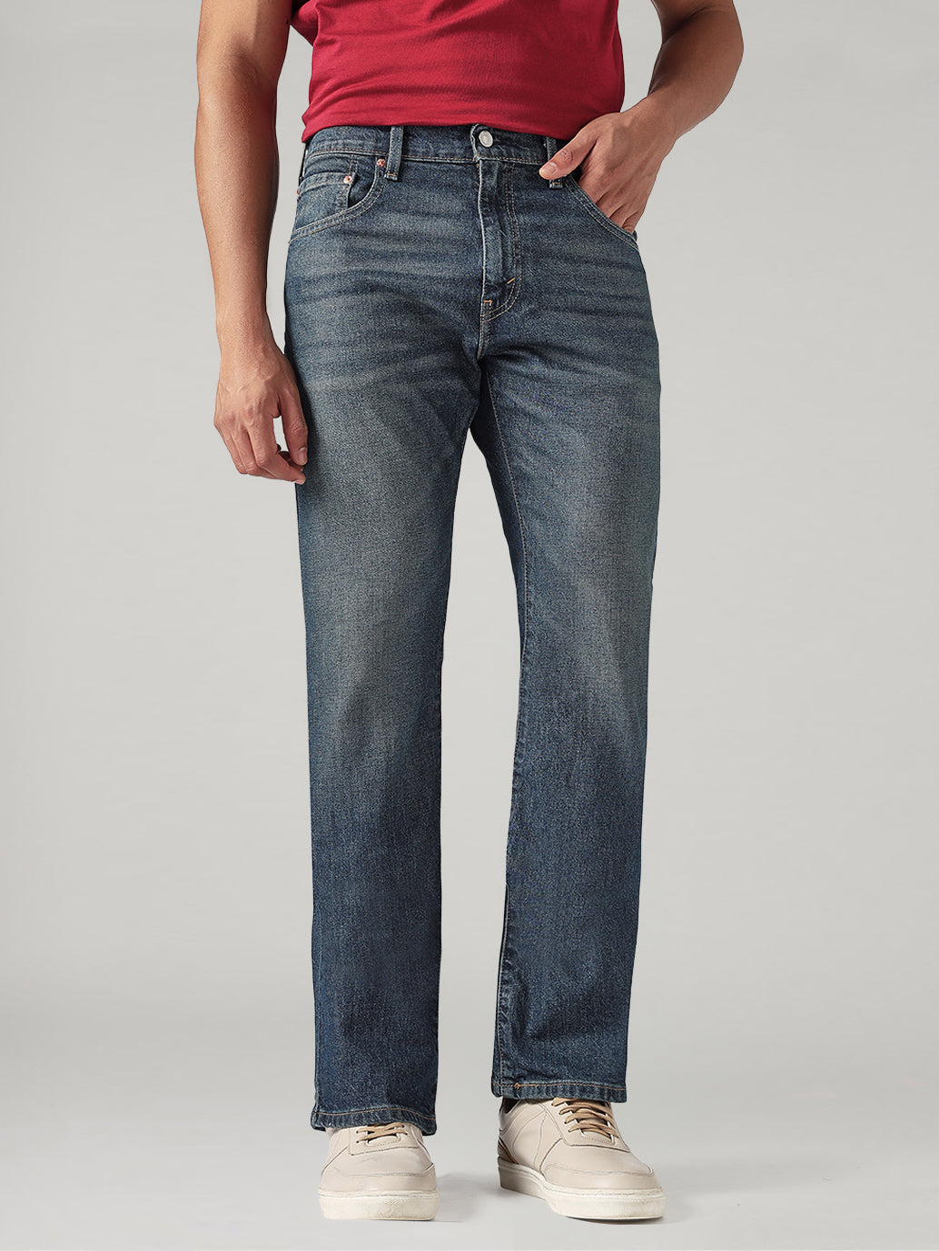 Men's 517 Dark Blue Bootcut Fit Mid Rise Jeans - Front View