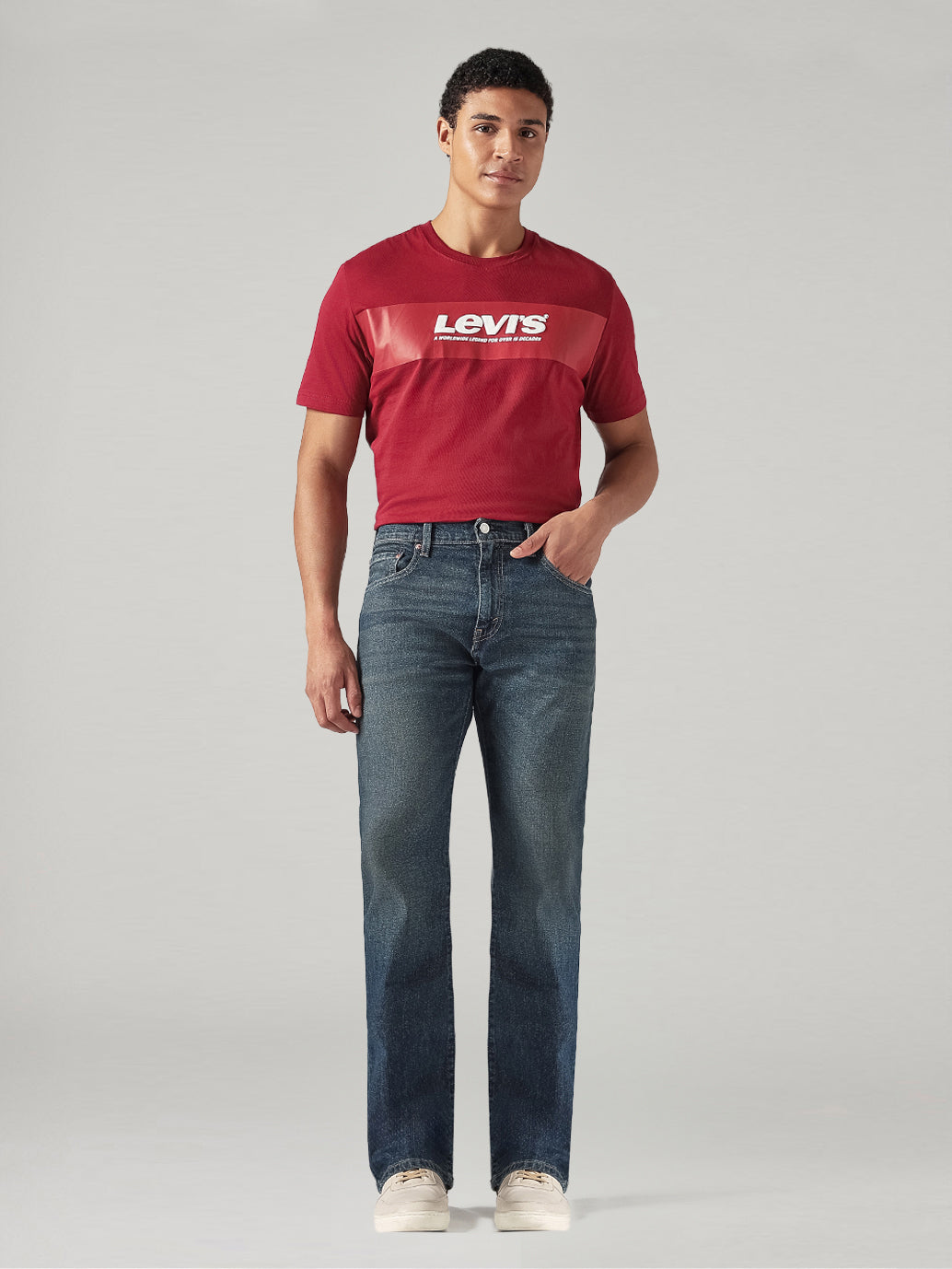 Men's 517 Dark Blue Bootcut Fit Mid Rise Jeans - Front View