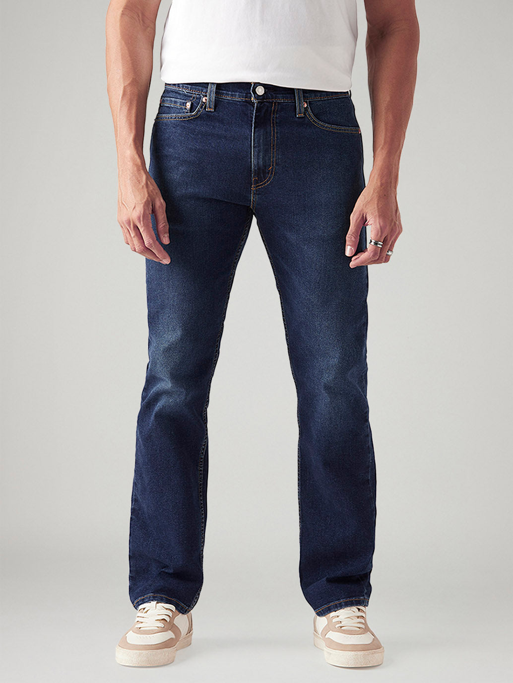 Men's 517 Dark Blue Bootcut Fit Mid Rise Jeans - Front View