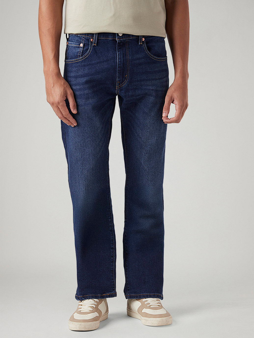 Men's 517 Dark Blue Bootcut Fit Mid Rise Jeans - Front View