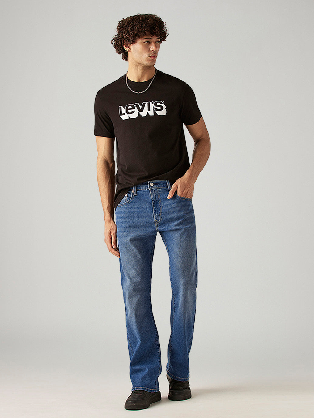 Men's 517 Blue Bootcut Fit Mid Rise Jeans - Styleshot View