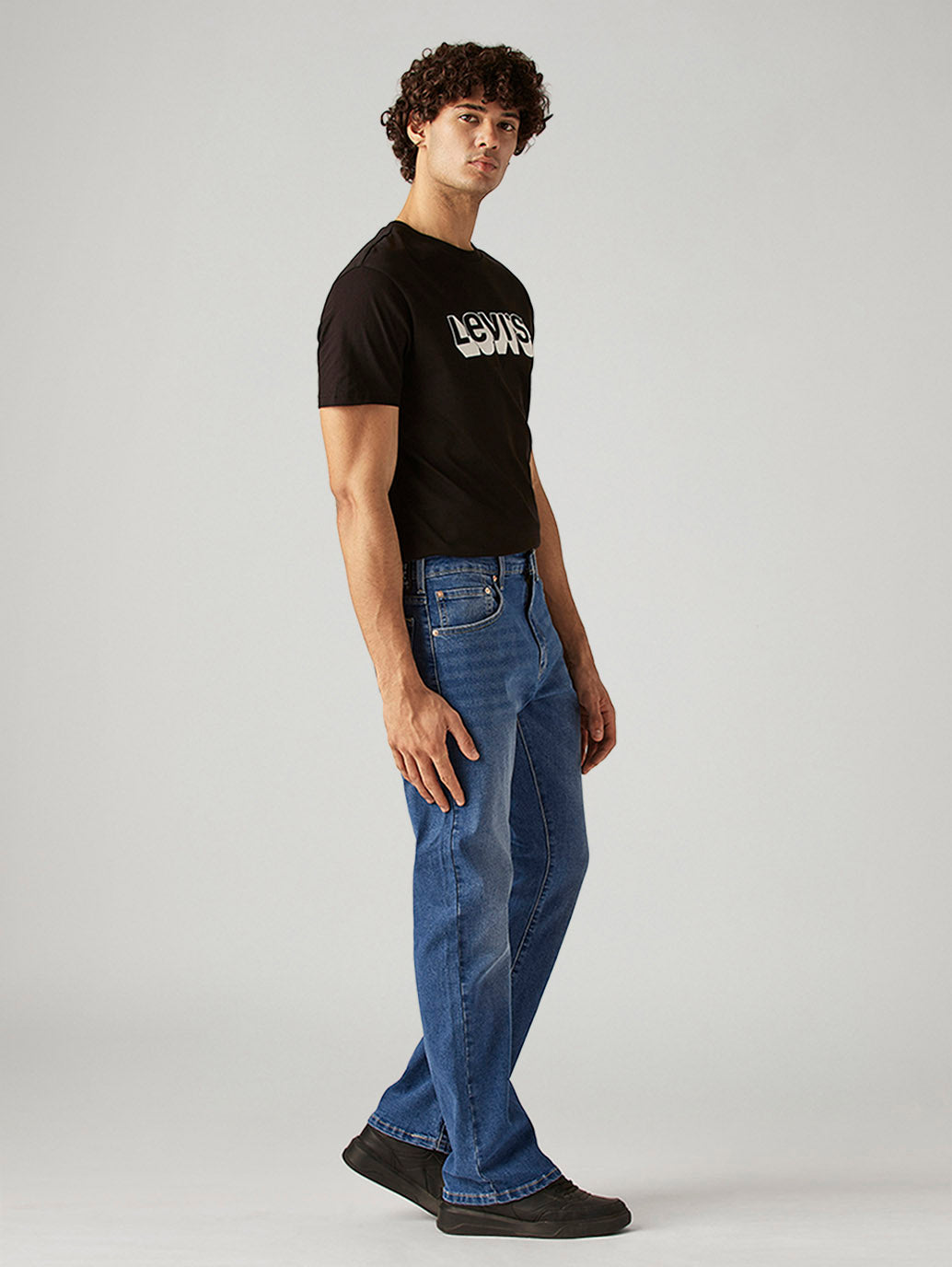 Men's 517 Blue Bootcut Fit Mid Rise Jeans - Side View