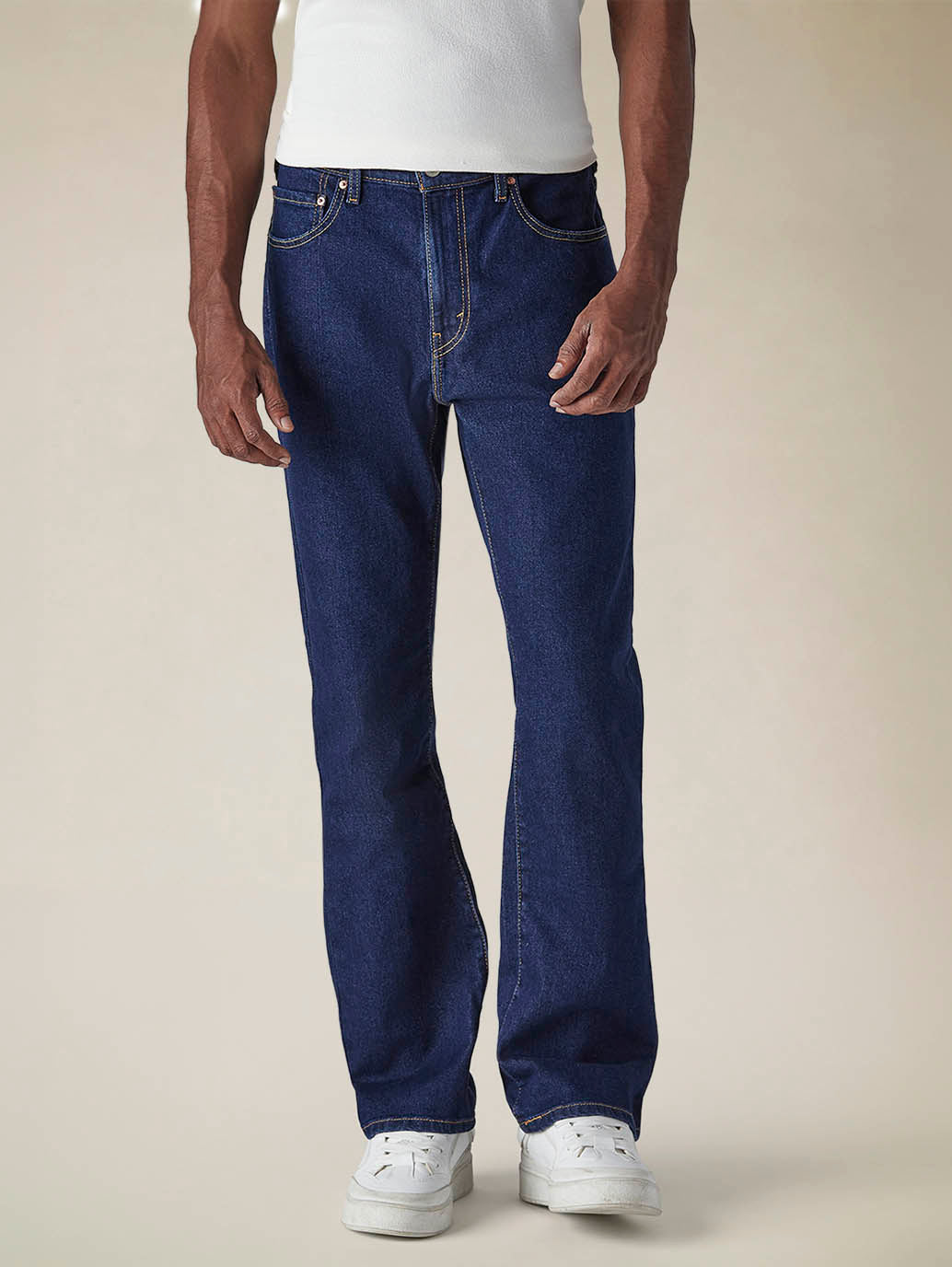Mens 517 Mid rise Bootcut Fit Cotton Stretch Blend Jeans - Front View