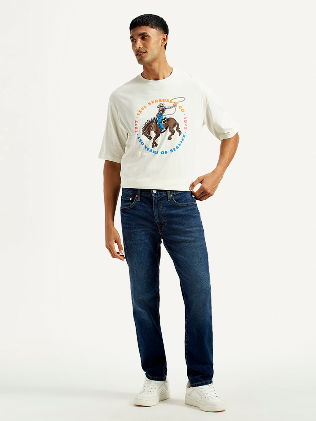 Men's 541 Dark Indigo Athletic Tapered Fit Mid Rise Jeans - Front View