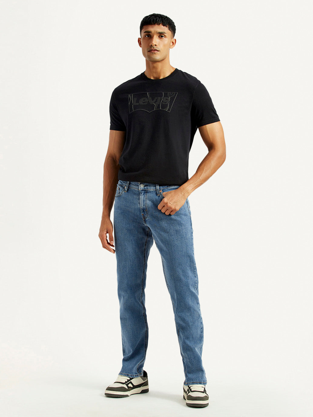 Men's 541 Med Indigo Athletic Tapered Fit Mid Rise Jeans - Front View