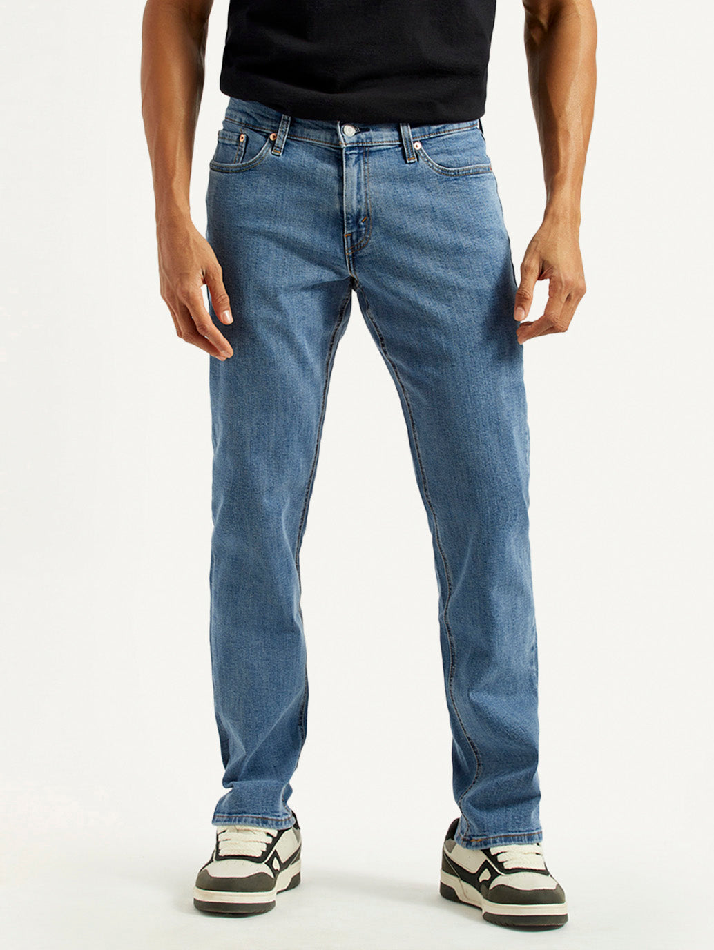Men's 541 Med Indigo Athletic Tapered Fit Mid Rise Jeans - Front View