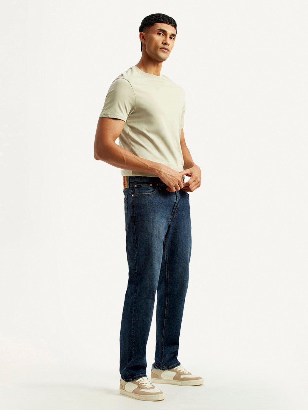 Men's 541 Dark Indigo Athletic Tapered Fit Mid Rise Jeans - Side View