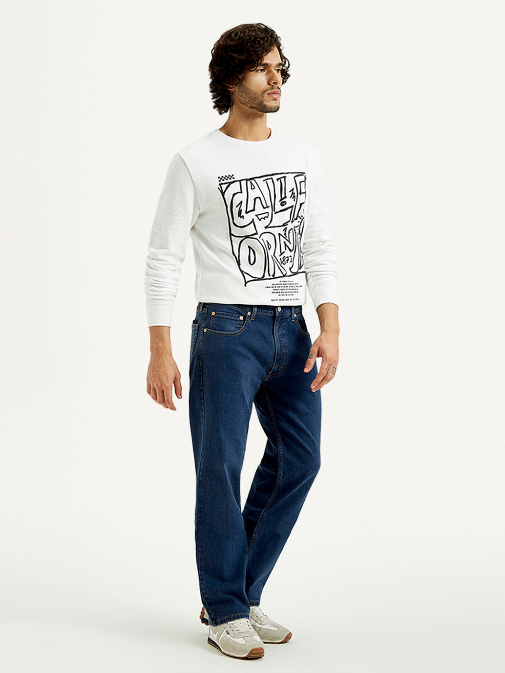 Men's 541 Dark Indigo Athletic Tapered Fit Mid Rise Jeans - Side View