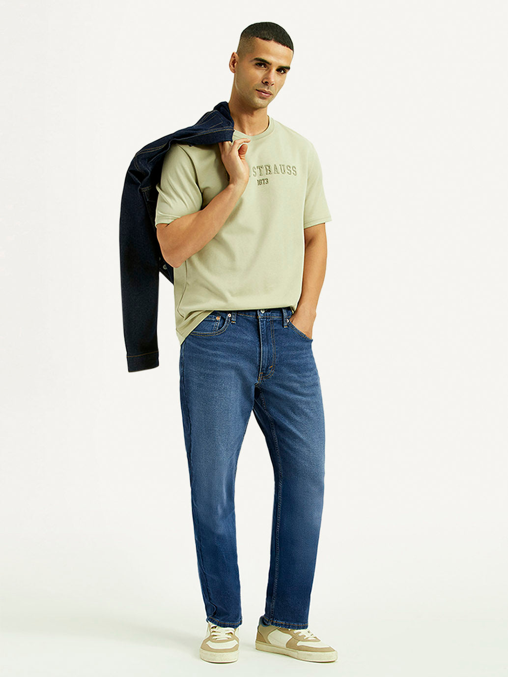 Men's 541 Mid Indigo Athletic Tapered Fit Mid Rise Jeans - Styleshot View