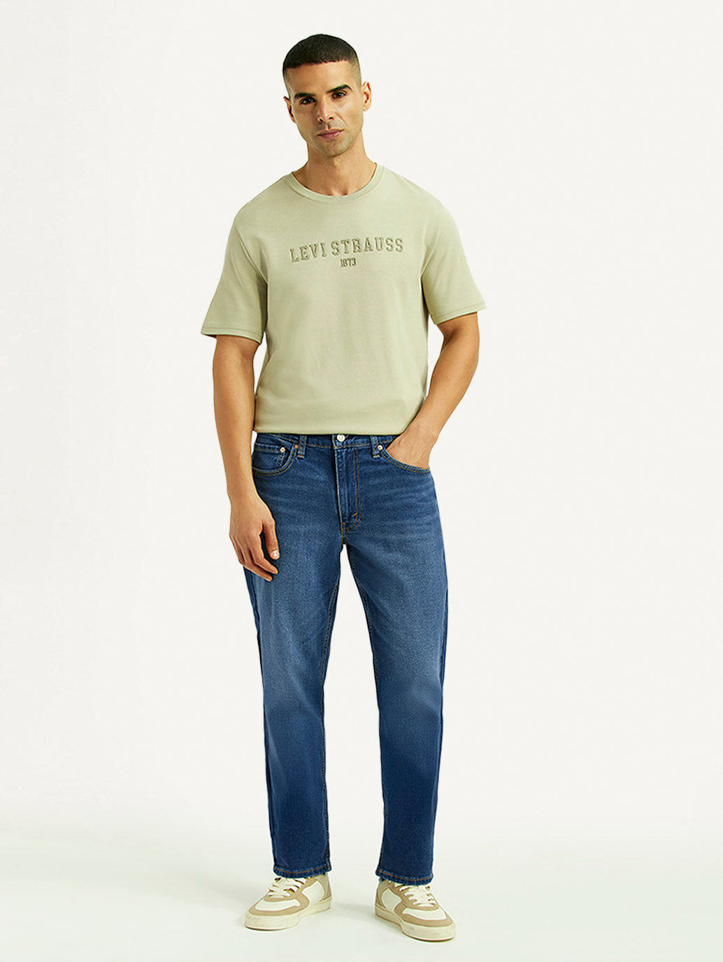 Men's 541 Mid Indigo Athletic Tapered Fit Mid Rise Jeans - Front View