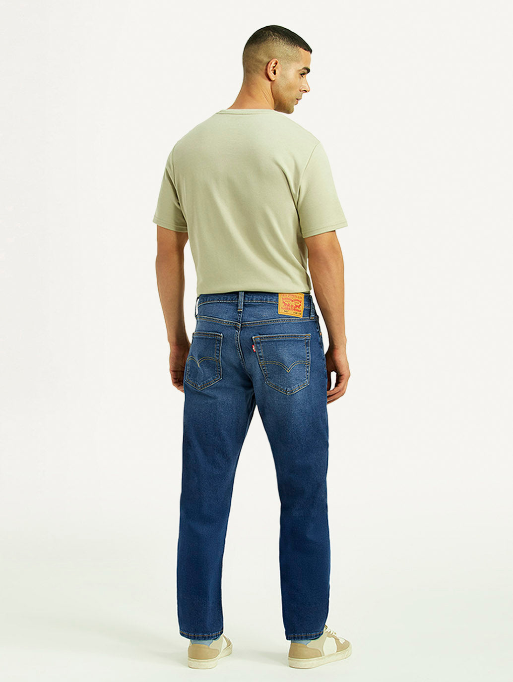 Men's 541 Mid Indigo Athletic Tapered Fit Mid Rise Jeans - Back View