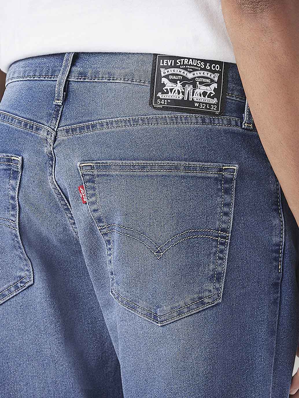 Men's 541 Blue Athletic Tapered Fit Mid Rise Jeans - Detail View