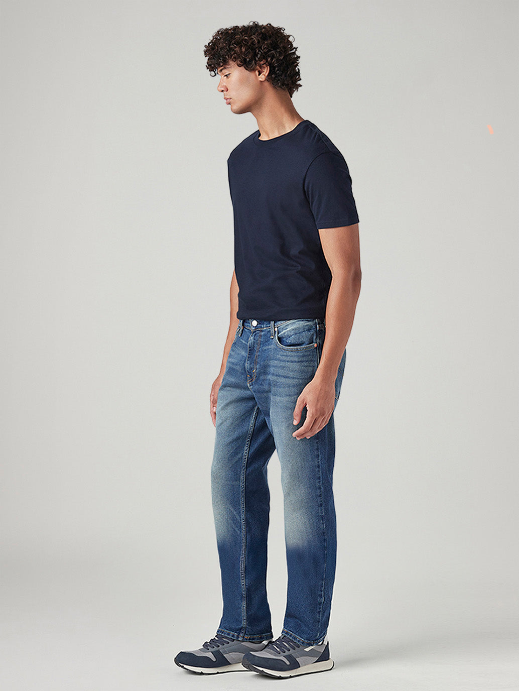 Men's 541 Blue Athletic Tapered Fit Mid Rise Tinted Jeans - Side View