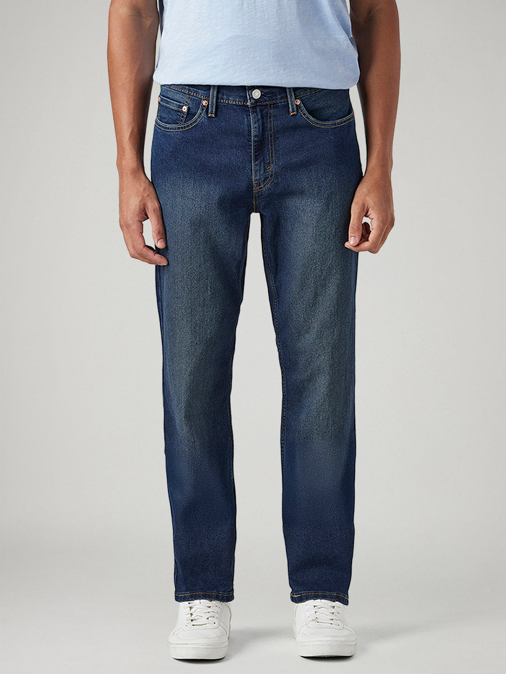 Men's 541 Dark Blue Athletic Tapered Fit Mid Rise Tinted Jeans - Front View