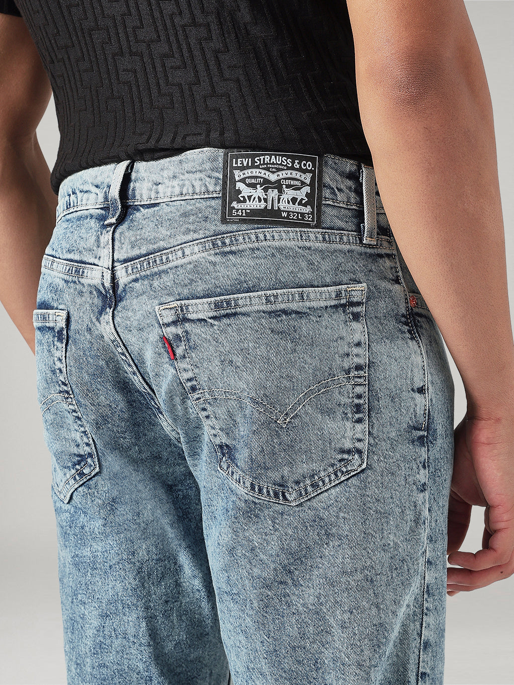 Men's 541 Light Blue Athletic Tapered Fit Mid Rise Jeans - Detail View