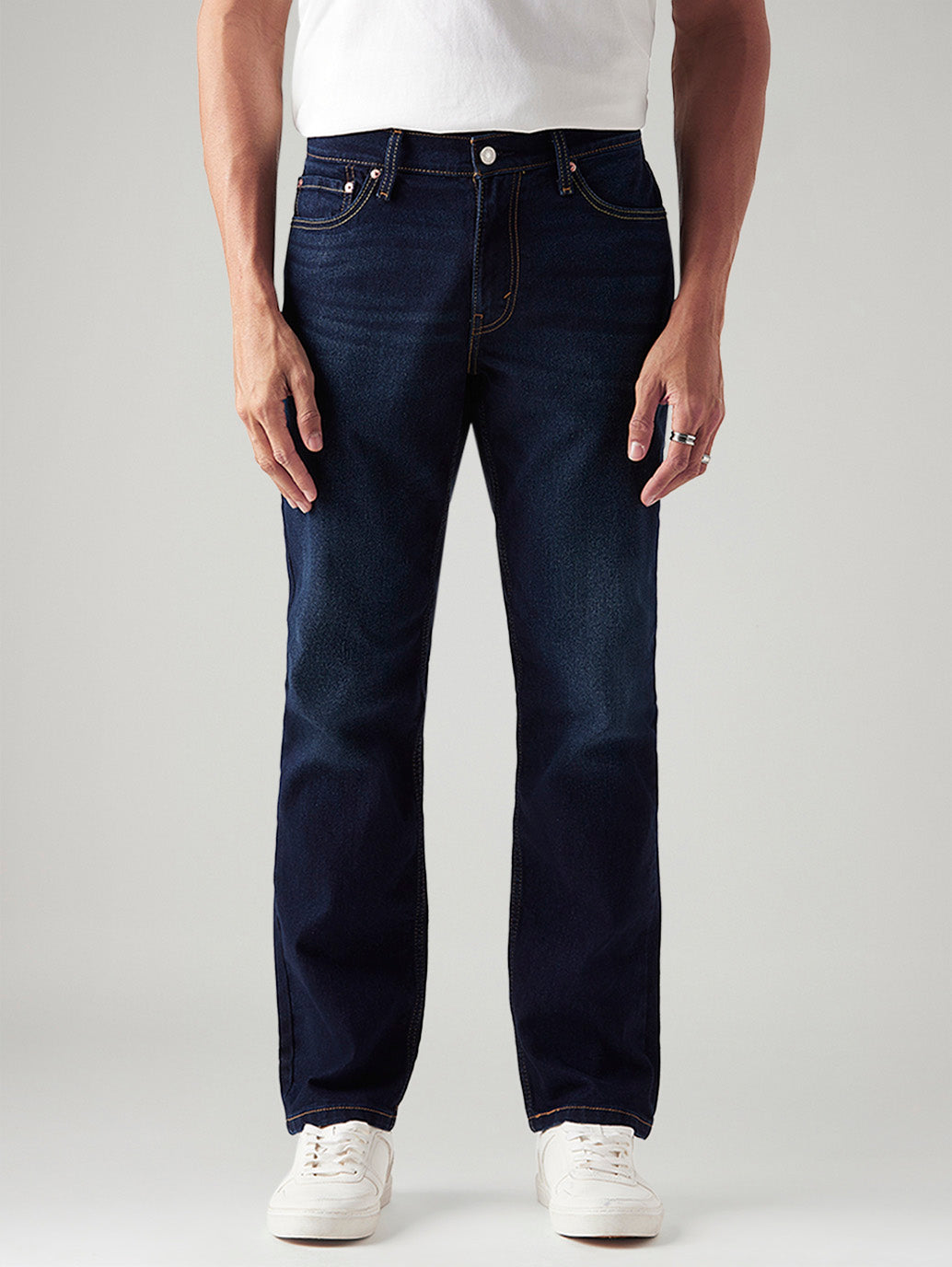 Men's 541 Dark Indigo Athletic Tapered Fit Mid Rise Jeans - Front View