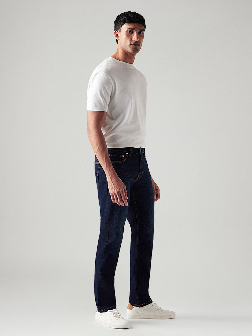 Men's 541 Dark Indigo Athletic Tapered Fit Mid Rise Jeans - Side View