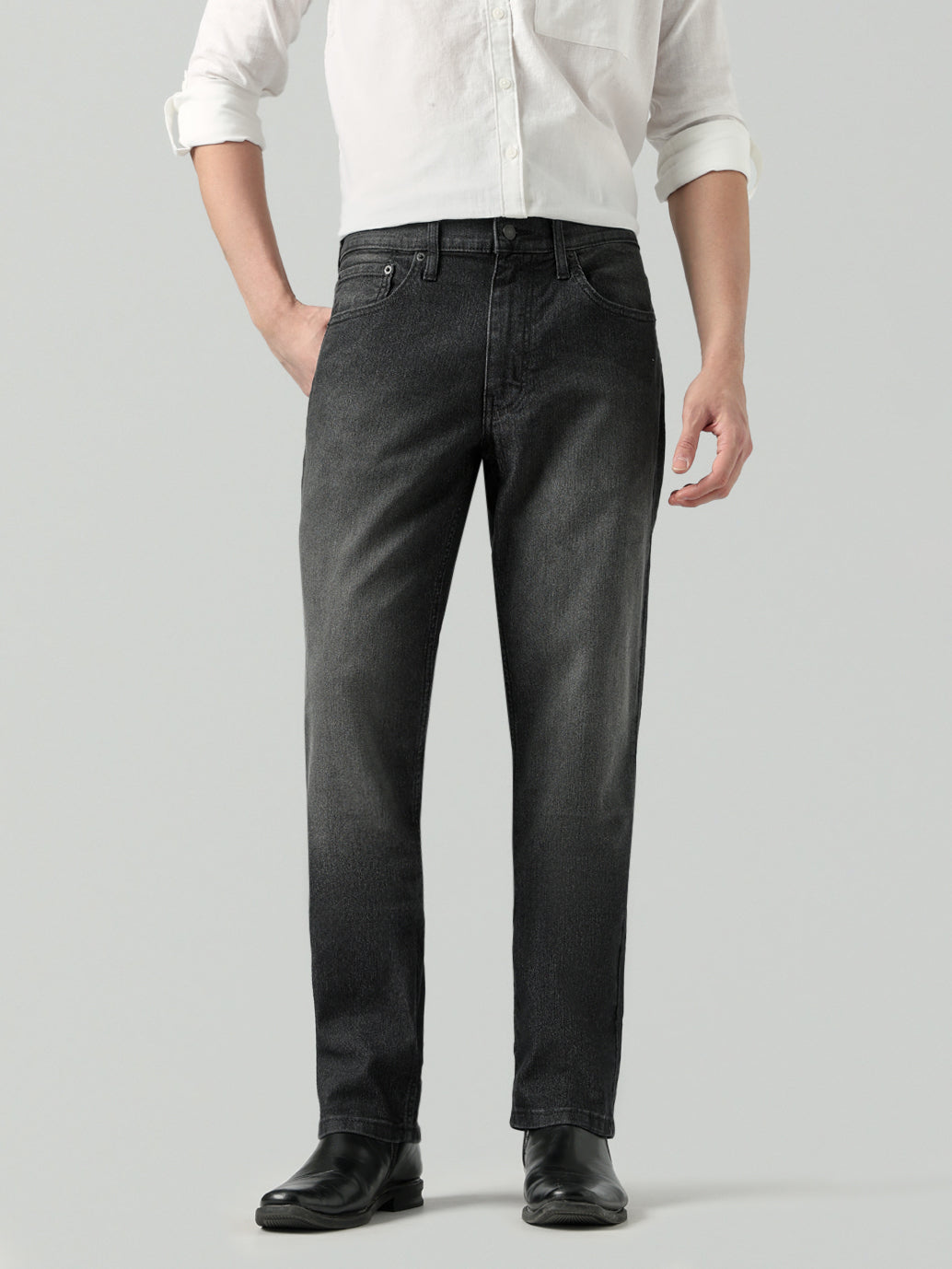 Men's 541 Charcoal Grey Tapered Fit Mid Rise Jeans - Front View