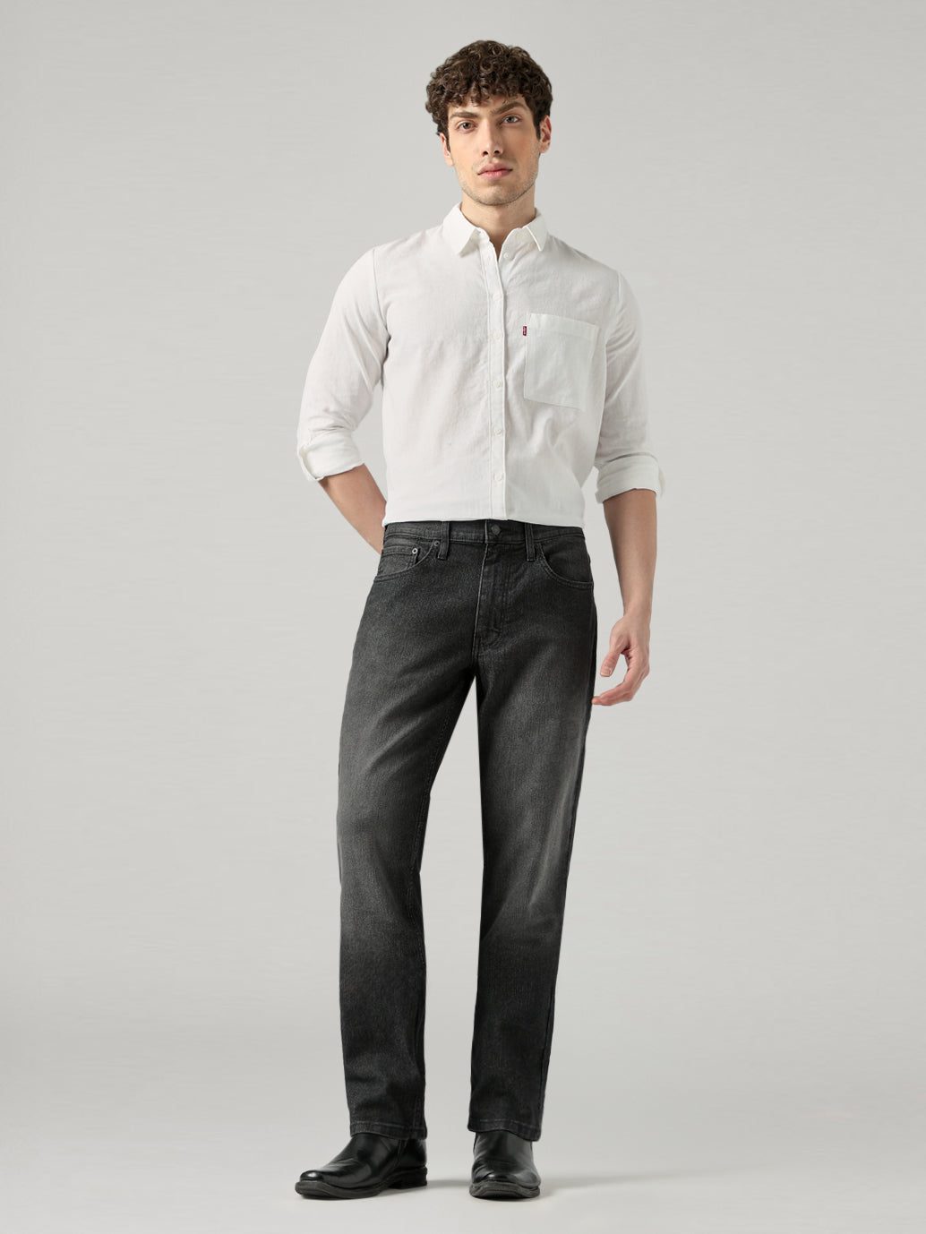 Men's 541 Charcoal Grey Tapered Fit Mid Rise Jeans - Front View