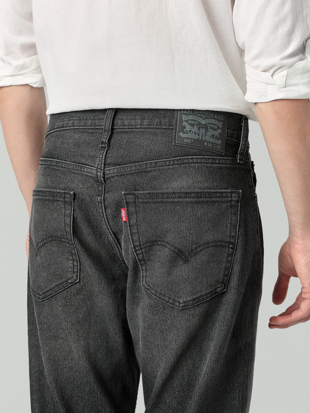 Men's 541 Charcoal Grey Tapered Fit Mid Rise Jeans - Detail View