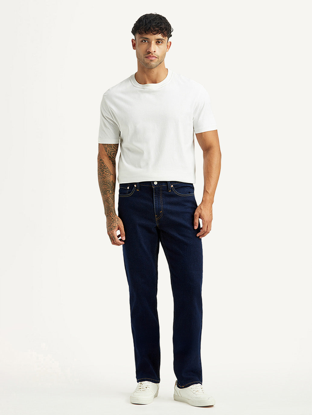 Men's 541 Dark Indigo Athletic Tapered Fit Mid Rise Jeans - Front View