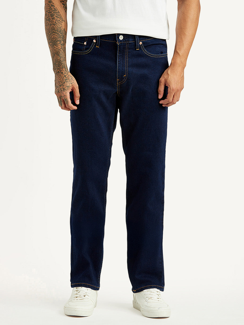 Men's 541 Dark Indigo Athletic Tapered Fit Mid Rise Jeans - Front View