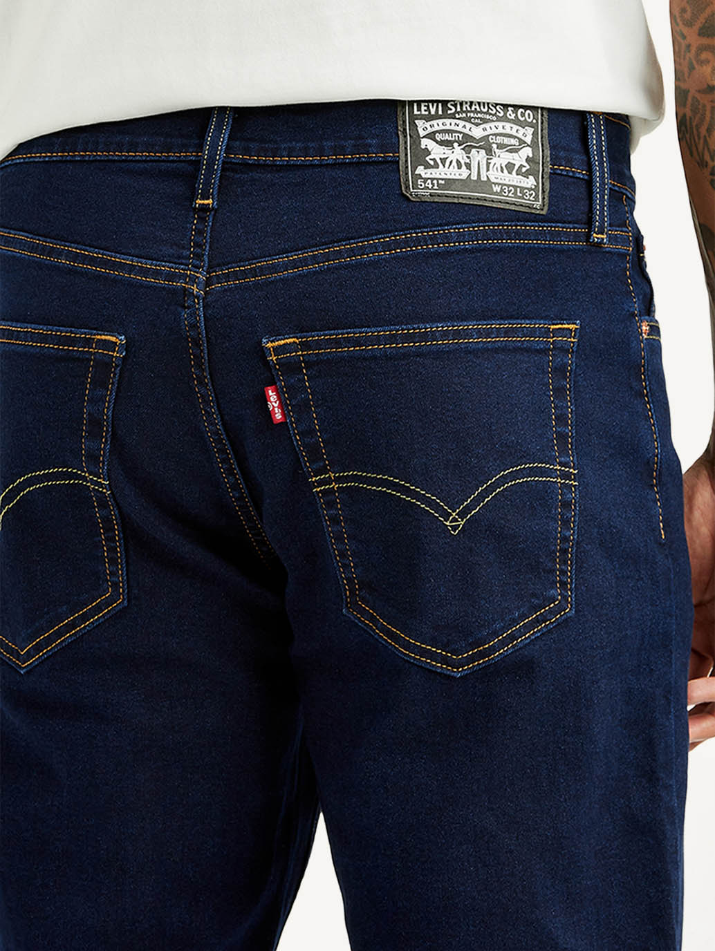 Men's 541 Dark Blue Athletic Tapered Fit Mid Rise Jeans - Detail View