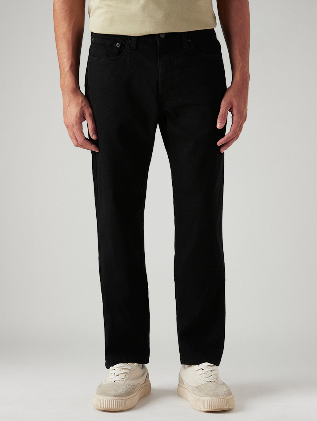 Men's 541 Black Athletic Tapered Fit Mid Rise Jeans - Front View