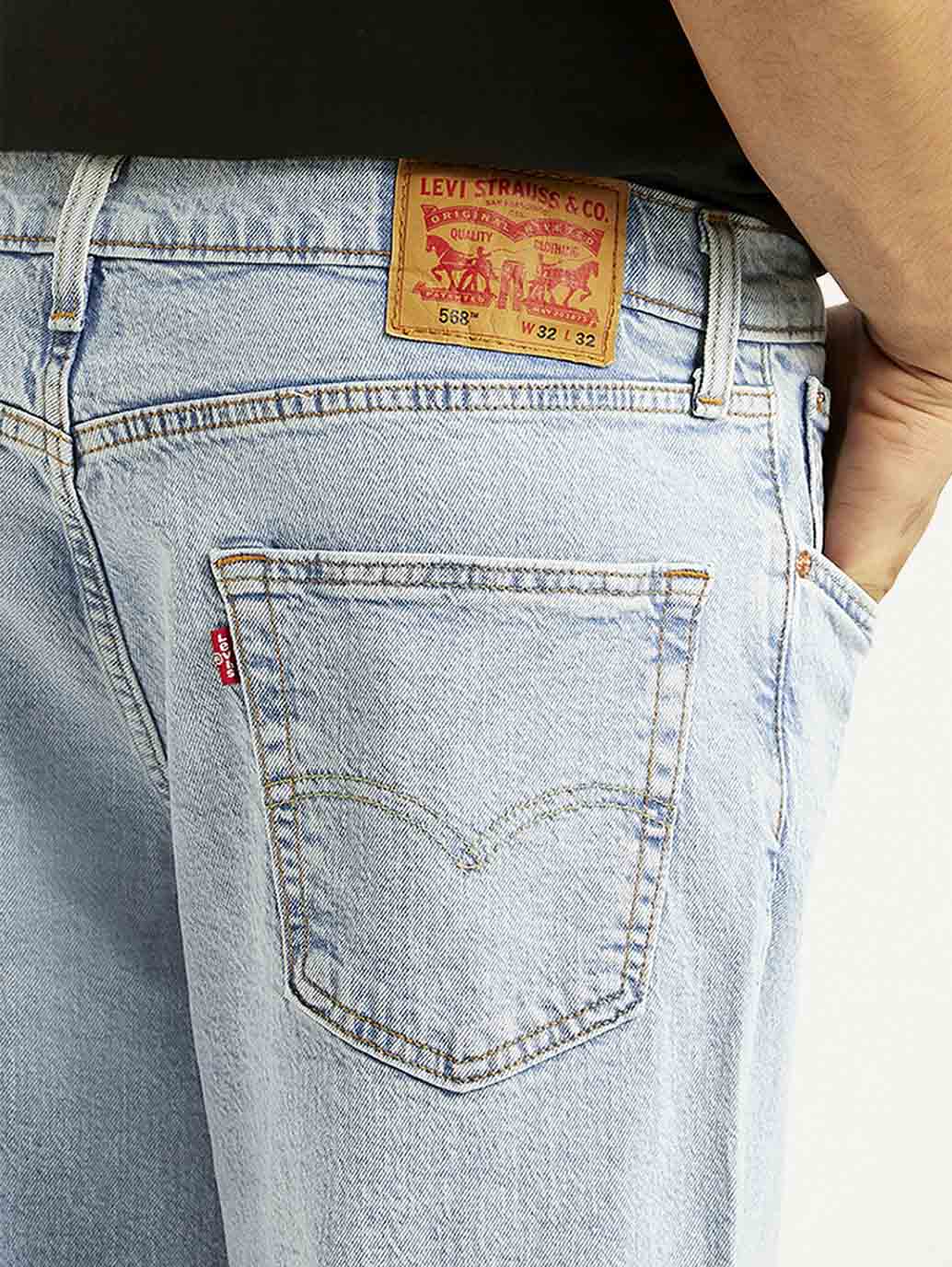 Men's 568 Light Indigo Loose Fit Mid Rise Jeans - Detail View