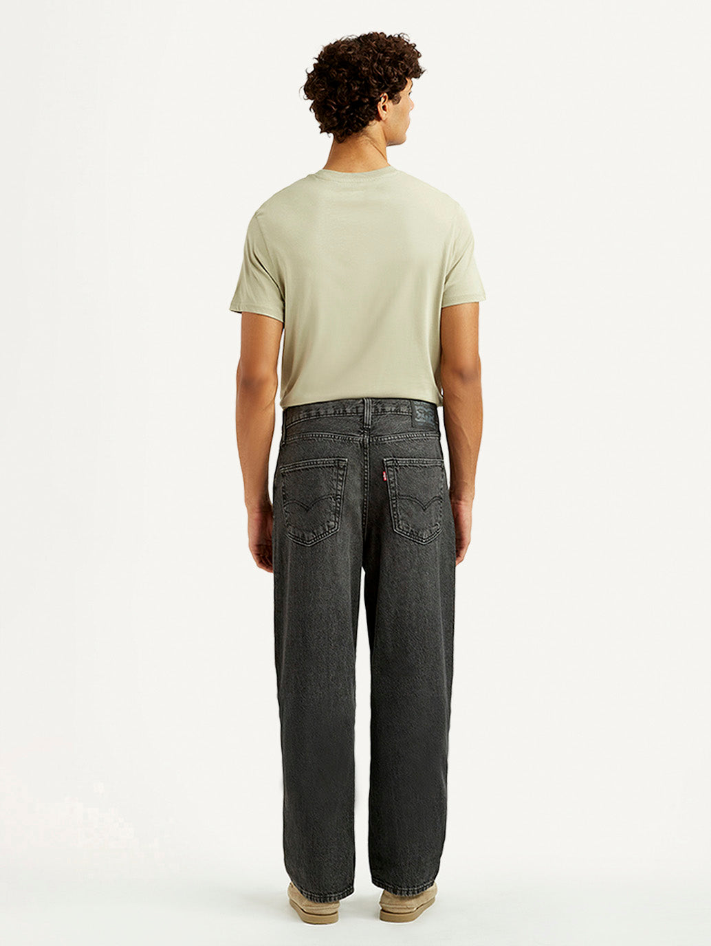 Men's 568 Black Loose Fit Mid Rise Jeans - Back View