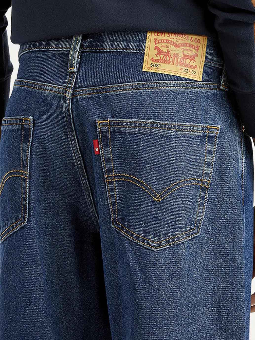 Men's 568 Med Indigo Loose Fit Mid Rise Jeans - Detail View