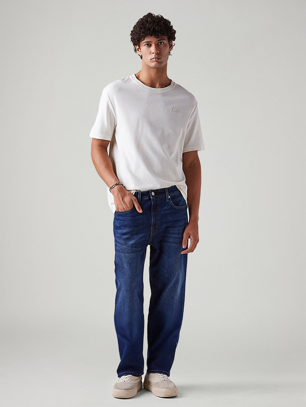 Men's 568 Dark Blue Loose Fit Mid Rise Jeans - Styleshot View