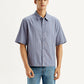 Men's Checkered Blue Boxy Shirt - Front View