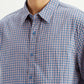 Men's Checkered Blue Boxy Shirt - Detail View