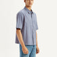 Men's Checkered Blue Boxy Shirt - Side View