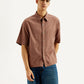 Men's Gingham Print Loose Fit Shirt - Front View