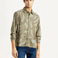 Men's Abstract Taupe Spread Collar Shirt - Front View