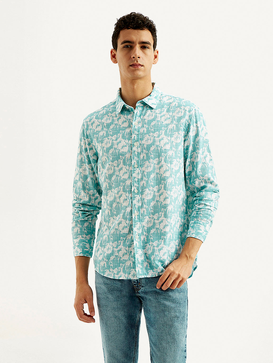 Men's Abstract Slim Fit Shirt - Front View