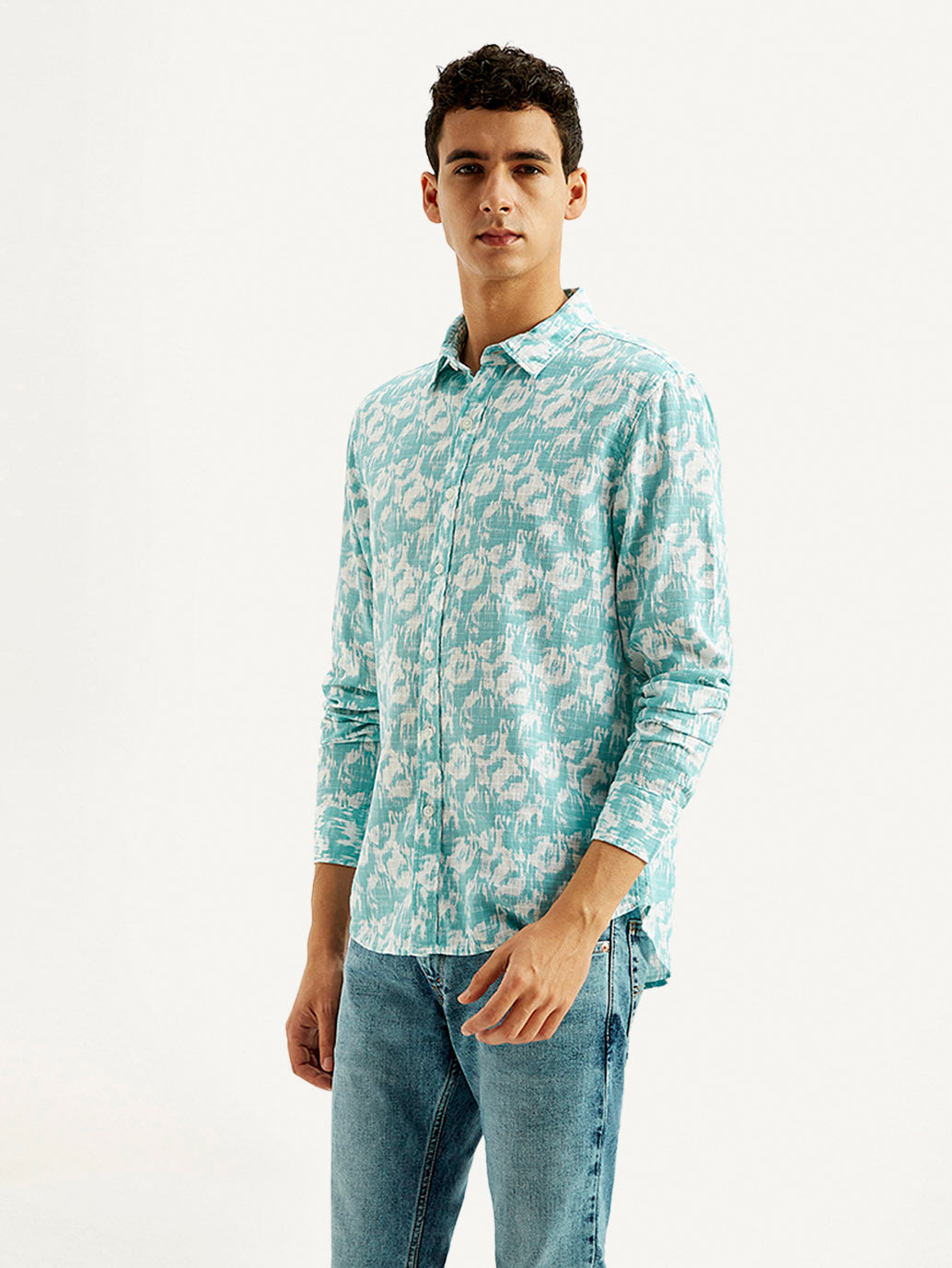 Men's Abstract Slim Fit Shirt - Side View