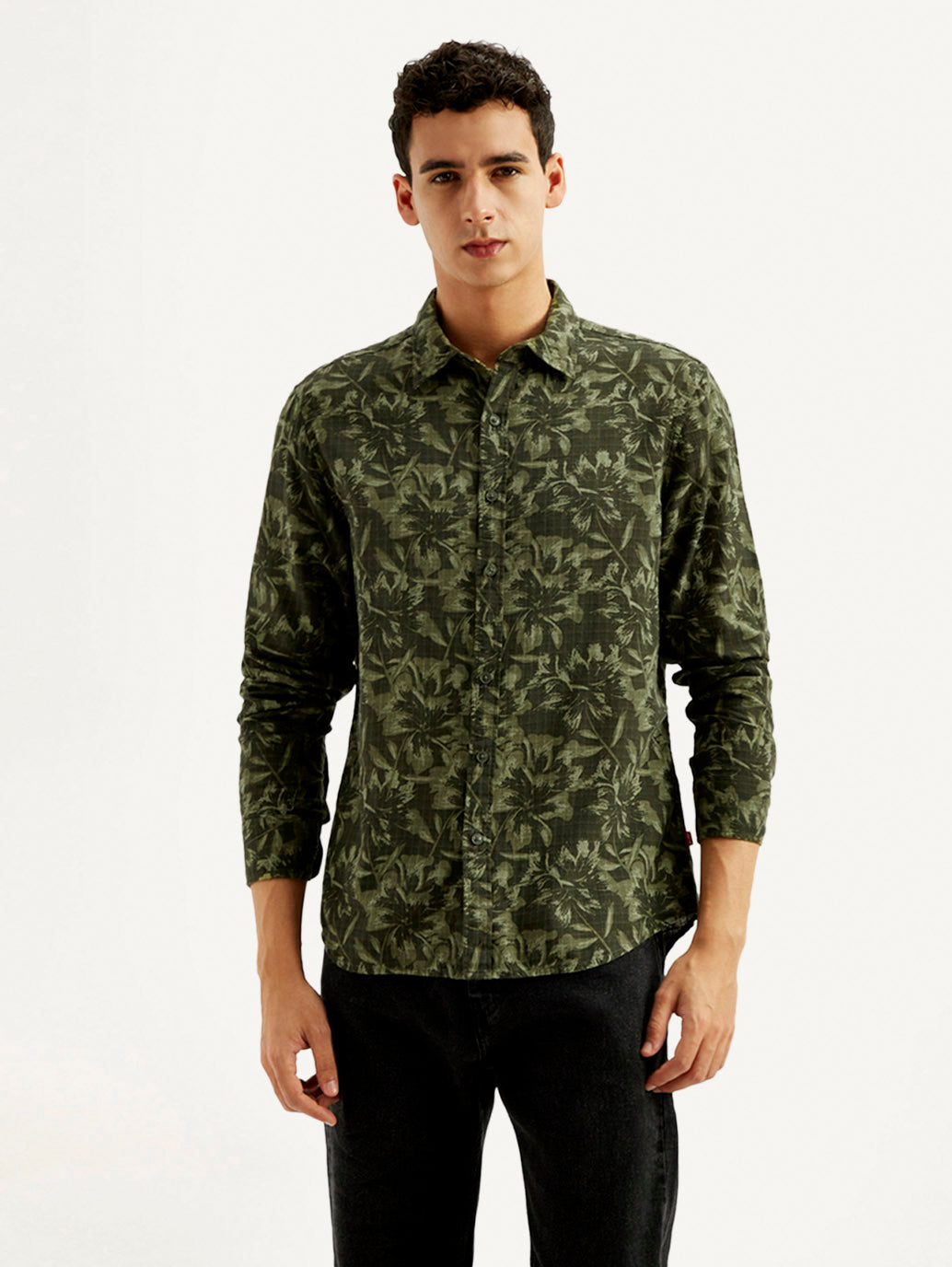 Men's Floral Slim Fit Shirt - Front View