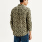 Men's Green Printed Slim Fit Shirt - Back View