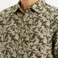 Men's Green Printed Slim Fit Shirt - Detail View