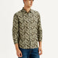 Men's Green Printed Slim Fit Shirt - Side View