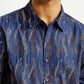 Men's Abstract Navy Slim Fit Shirt - Detail View