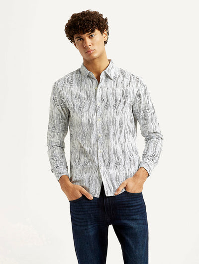 levi's Men's Abstract White Slim Fit Shirt-picture-46